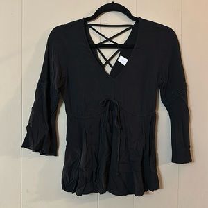 Black lace up top